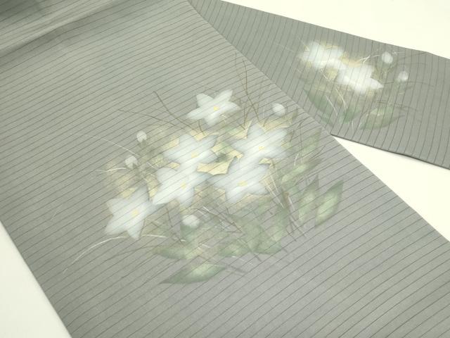 平和屋着物*夏物 絽塩瀬 九寸名古屋帯 桔梗 金銀彩 正絹 逸品 CABJ1663rv