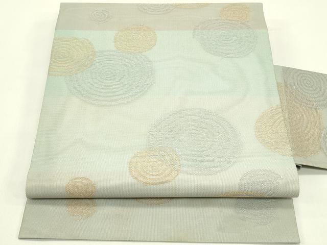 平和屋着物*夏物 九寸名古屋帯 渦巻文 金糸 正絹 逸品 CABJ1665rv