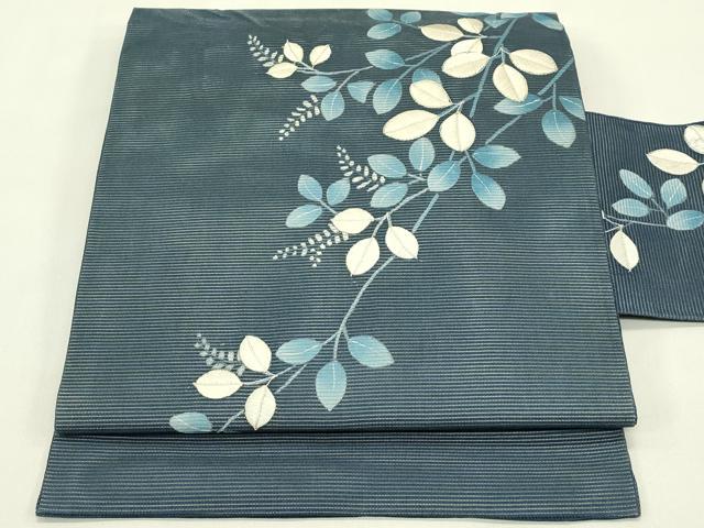 平和屋着物*夏物 九寸名古屋帯 刺繍 萩 銀糸 正絹 逸品 CABJ1676rv