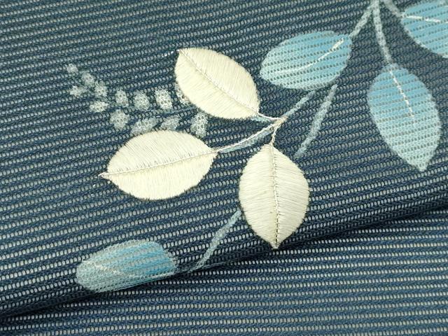 平和屋着物*夏物 九寸名古屋帯 刺繍 萩 銀糸 正絹 逸品 CABJ1676rv