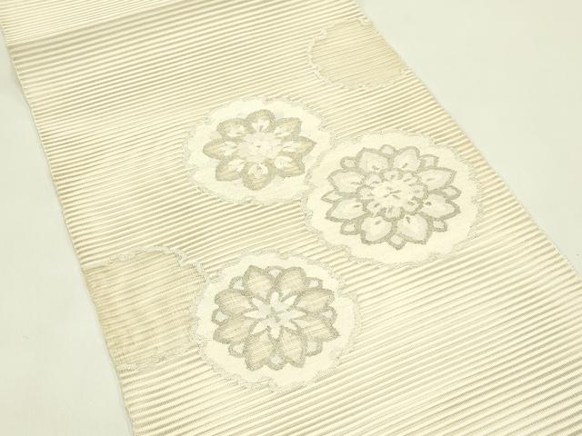 平和屋着物*夏物 八寸名古屋帯 絽綴れ 雪輪正倉院花文 銀糸 正絹 逸品 CABJ1682rv