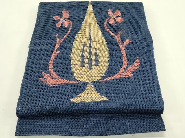 平和屋着物*夏物 八寸名古屋帯 草花文 正絹 逸品 CABJ1690rv