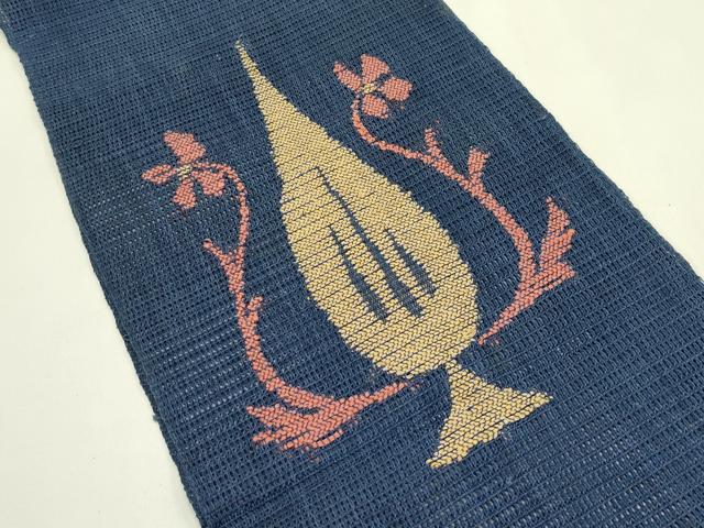 平和屋着物*夏物 八寸名古屋帯 草花文 正絹 逸品 CABJ1690rv