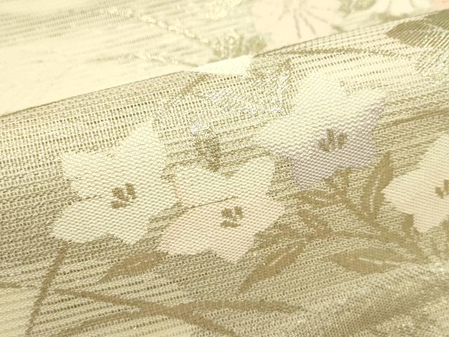 平和屋着物*夏物 九寸名古屋帯 秋草文 銀糸 正絹 逸品 CABJ1691rv
