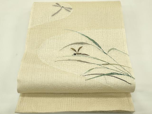 平和屋着物*夏物 太鼓柄袋帯 すくい織 夏虫 金銀糸 正絹 逸品 CABJ1707rv