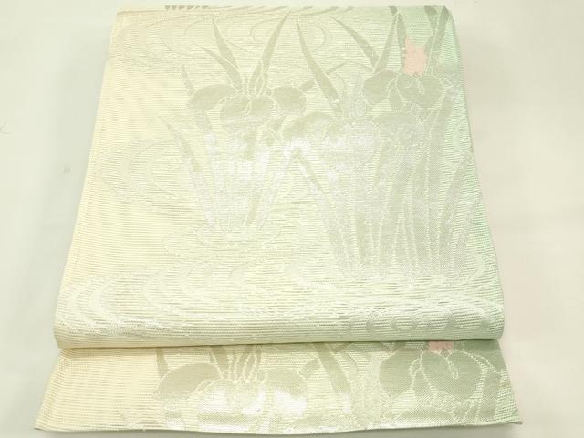平和屋着物*夏物 六通柄袋帯 杜若 銀糸 正絹 逸品 CABJ1713rv