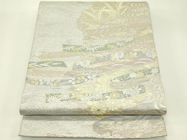 平和屋着物*夏物 六通柄袋帯 鬘帯草花文 金銀糸 正絹 逸品 CABJ1714rv