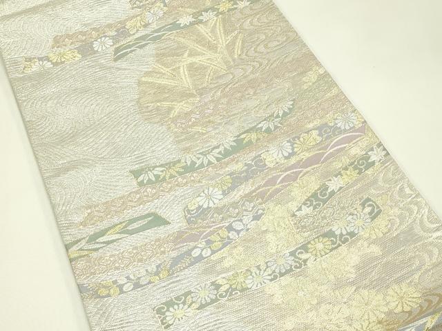 平和屋着物*夏物 六通柄袋帯 鬘帯草花文 金銀糸 正絹 逸品 CABJ1714rv