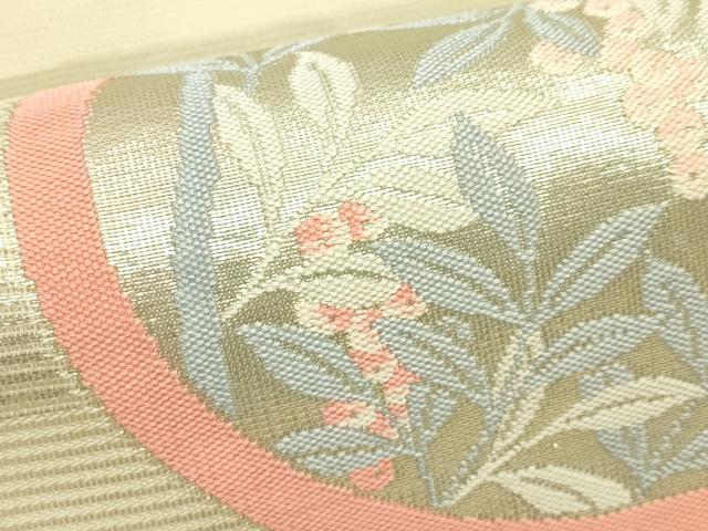 平和屋着物*夏物 六通柄袋帯 エ霞草花丸文 銀糸 正絹 逸品 CABJ1715rv