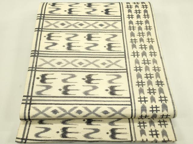 平和屋着物*夏物 全通柄袋帯 絣文様 正絹 逸品 CABJ1729rv