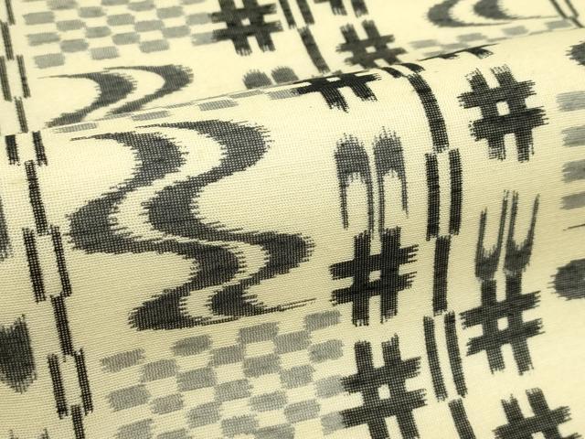 平和屋着物*夏物 全通柄袋帯 絣文様 正絹 逸品 未使用 CABJ1734rv