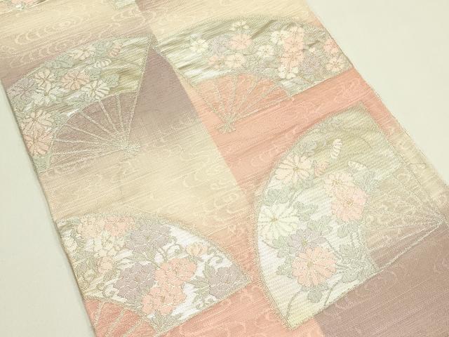 平和屋着物*夏物 六通柄袋帯 扇面花文 金銀糸 正絹 逸品 CABJ1749rv