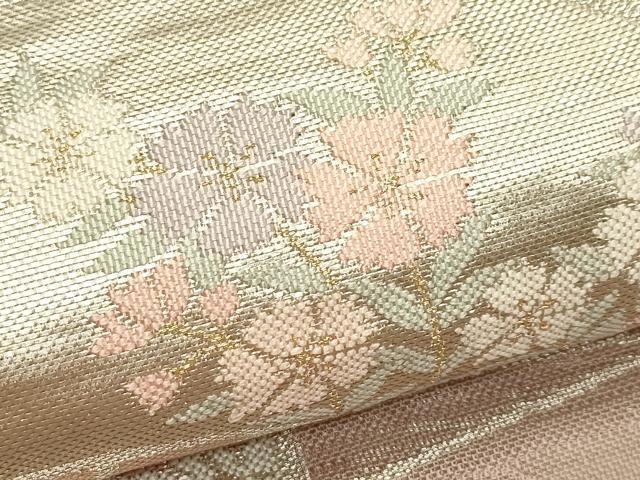 平和屋着物*夏物 六通柄袋帯 扇面花文 金銀糸 正絹 逸品 CABJ1749rv