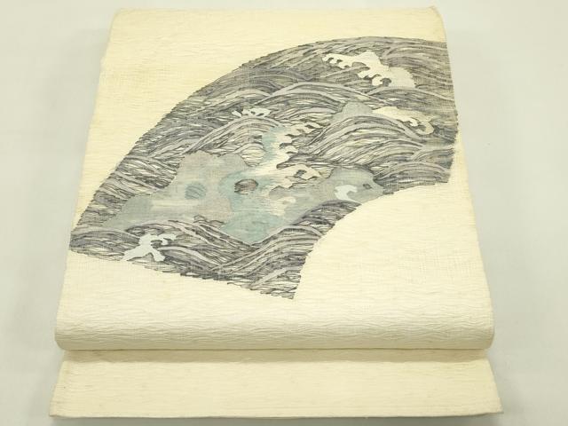 平和屋着物*夏物 太鼓柄袋帯 すくい織 立波地紙文 正絹 逸品 CABJ1766rv