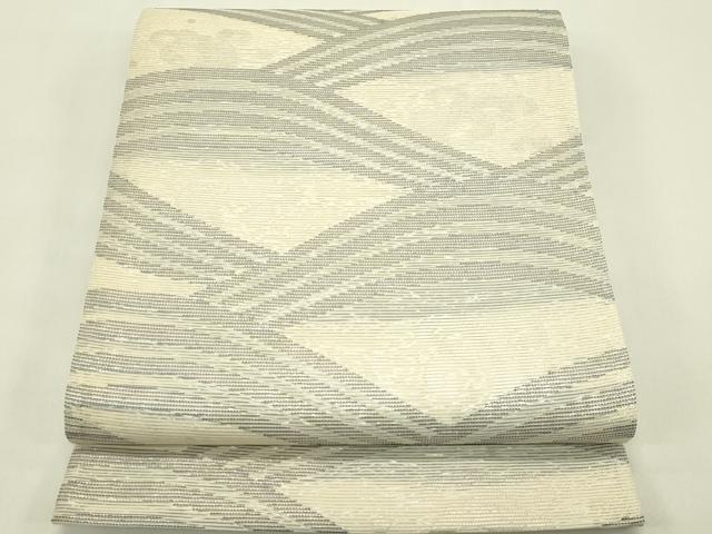 平和屋着物*夏物 六通柄袋帯 立波文 銀糸 正絹 逸品 未使用 CABJ1767rv