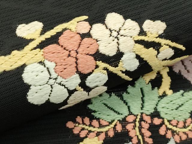 平和屋着物*夏物 太鼓柄 京袋帯 唐織 草花丸文 黒地 正絹 逸品 CABJ1770rv