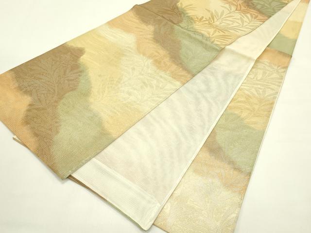 平和屋着物*夏物 六通柄袋帯 草木文 金糸 正絹 逸品 未使用 CABJ1779rv