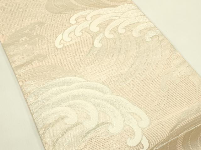 平和屋着物*夏物 西陣 六通柄袋帯 立波文 銀糸 証紙付き 正絹 逸品 未使用 CABJ1782rv