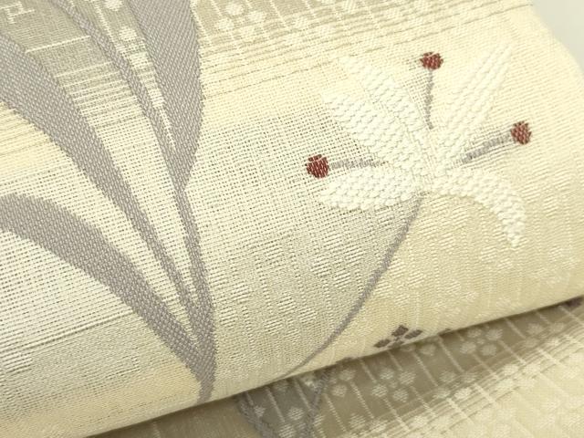 平和屋着物*夏物 両面 六通柄袋帯 草花文 正絹 逸品 CABJ1786rv