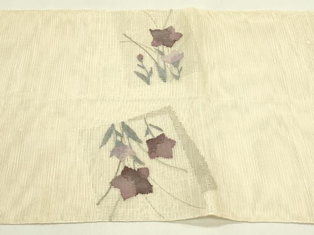 平和屋着物*夏物 太鼓柄袋帯 すくい織 色紙重ね秋草文 銀糸 正絹 逸品 CABJ1794rv