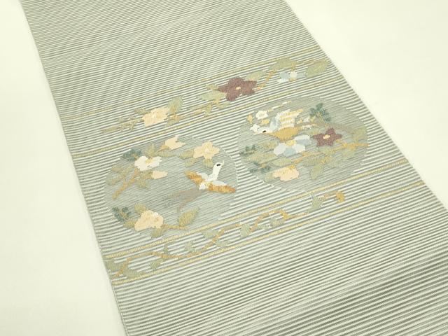 平和屋着物*夏物 太鼓柄袋帯 絽綴れ 花鳥丸文 金銀糸 正絹 逸品 CABJ1796rv