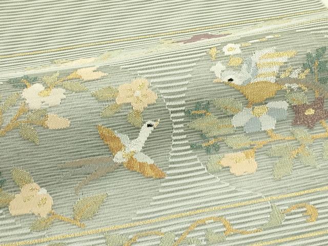 平和屋着物*夏物 太鼓柄袋帯 絽綴れ 花鳥丸文 金銀糸 正絹 逸品 CABJ1796rv