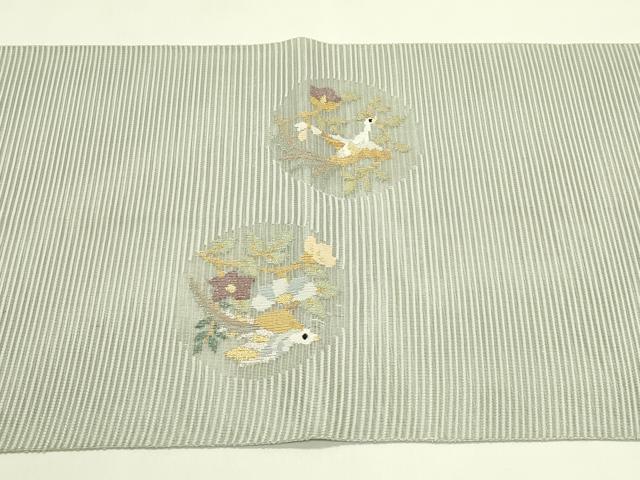 平和屋着物*夏物 太鼓柄袋帯 絽綴れ 花鳥丸文 金銀糸 正絹 逸品 CABJ1796rv