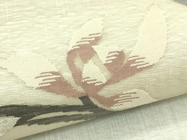 平和屋着物*夏物 太鼓柄袋帯 すくい織 杜若 銀糸 正絹 逸品 未使用 CABJ1797rv