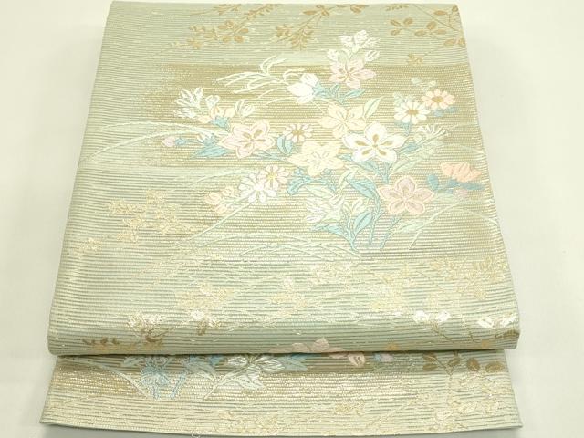 平和屋着物*夏物 六通柄袋帯 唐織 霞に秋草 金銀糸 正絹 逸品 CABJ1798rv