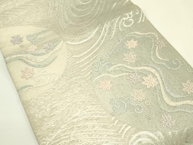 平和屋着物*夏物 六通柄袋帯 立波楓文 銀糸 正絹 逸品 CABJ1801rv