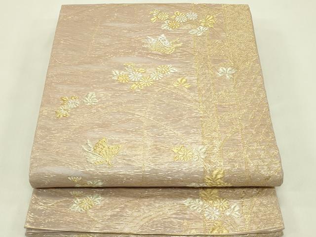 平和屋着物*夏物 六通柄袋帯 花蝶文 金銀糸 正絹 逸品 CABJ1807rv