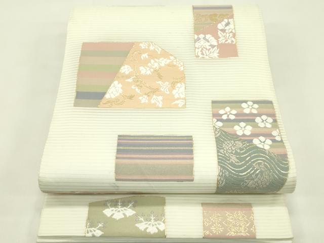 平和屋着物*夏物 六通柄袋帯 唐織 色紙吉祥花文 金糸 正絹 逸品 CABJ1812rv