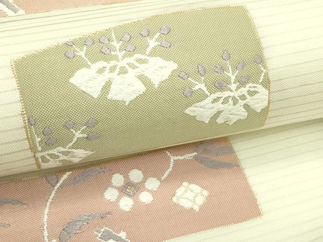 平和屋着物*夏物 六通柄袋帯 唐織 色紙吉祥花文 金糸 正絹 逸品 CABJ1812rv