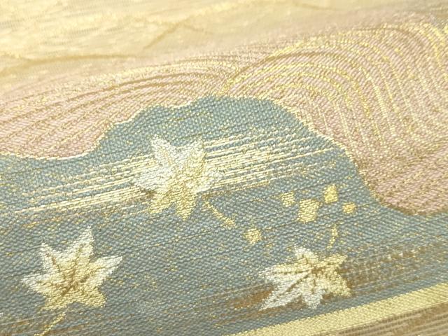 平和屋着物*夏物 六通柄袋帯 段に割付 金銀糸 正絹 逸品 CABJ1813rv