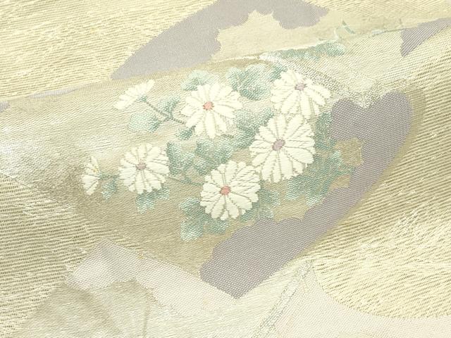 平和屋着物*夏物 六通柄袋帯 冊子草花文 銀糸 正絹 逸品 CABJ1815rv