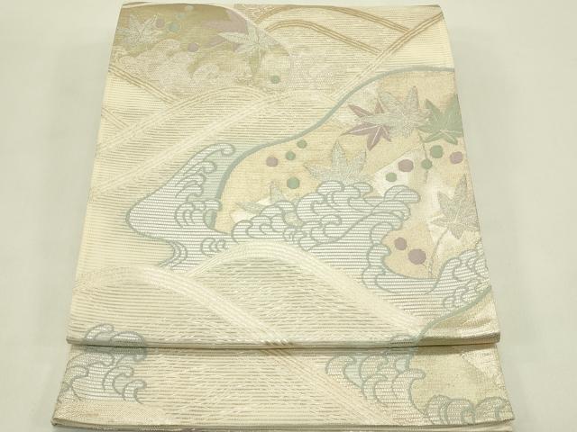 平和屋着物*夏物 六通柄袋帯 立波楓文 金銀糸 正絹 逸品 CABJ1820rv