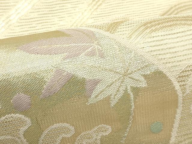 平和屋着物*夏物 六通柄袋帯 立波楓文 金銀糸 正絹 逸品 CABJ1820rv