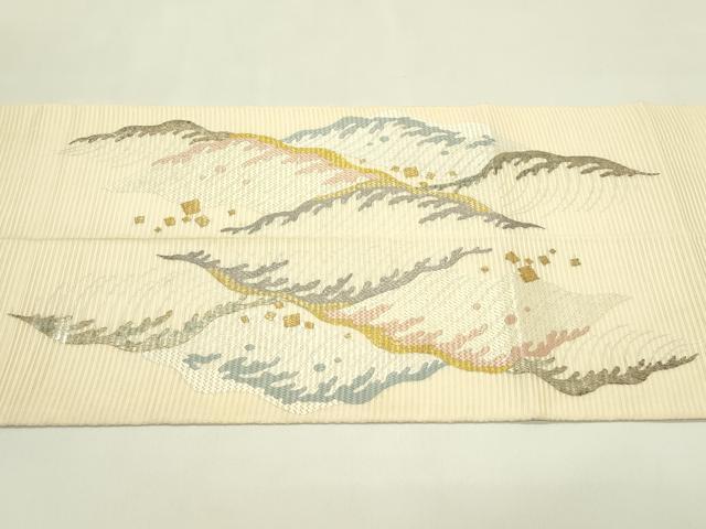 平和屋着物*夏物 太鼓柄袋帯 総刺繍 絽刺し 区限刺繍 立波文 金銀糸 正絹 逸品 CABJ1823rv