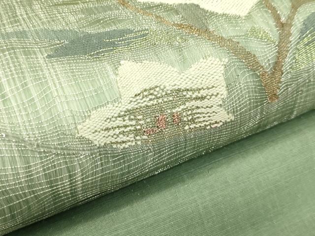 平和屋着物*夏物 太鼓柄袋帯 すくい織 草花文 金銀糸 正絹 逸品 CABJ1826rv
