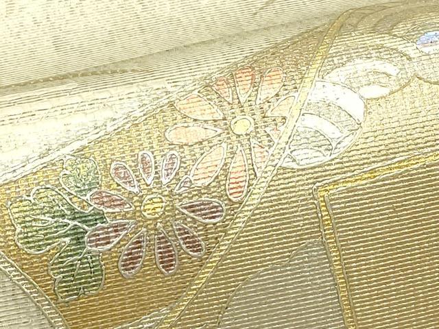 平和屋着物*夏物 太鼓柄袋帯 短冊草花文 金銀彩 正絹 逸品 CABJ1827rv
