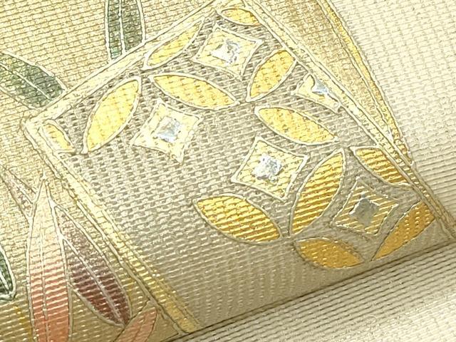 平和屋着物*夏物 太鼓柄袋帯 短冊草花文 金銀彩 正絹 逸品 CABJ1827rv