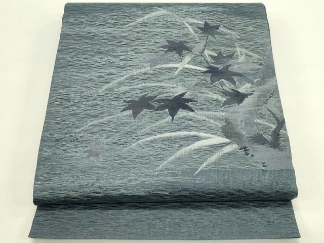 平和屋着物*夏物 太鼓柄袋帯 すくい織 芝草楓文 正絹 逸品 未使用 CABJ1831rv