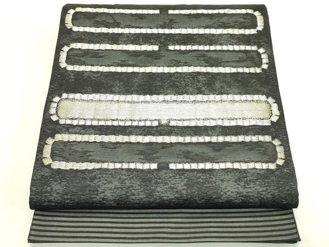平和屋着物*夏物 太鼓柄袋帯 抽象文 黒地 金銀糸 正絹 逸品 CABJ1832rv