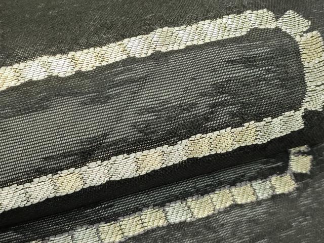 平和屋着物*夏物 太鼓柄袋帯 抽象文 黒地 金銀糸 正絹 逸品 CABJ1832rv