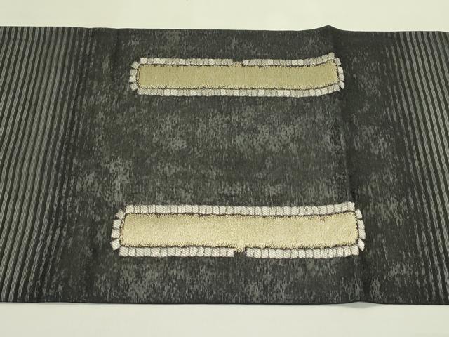 平和屋着物*夏物 太鼓柄袋帯 抽象文 黒地 金銀糸 正絹 逸品 CABJ1832rv