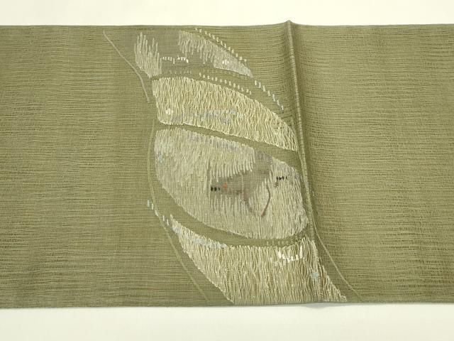 平和屋着物*夏物 太鼓柄袋帯 すくい織 千鳥 正絹 逸品 未使用 CABJ1835rv