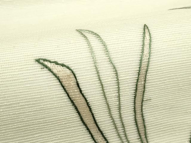 平和屋着物*夏物 太鼓柄袋帯 総刺繍 草木文 正絹 逸品 未使用 CABJ1836rv