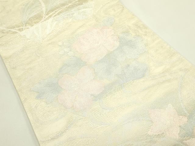 平和屋着物*夏物 六通柄袋帯 地紙草花文 銀糸 正絹 逸品 未使用 CABJ1840rv