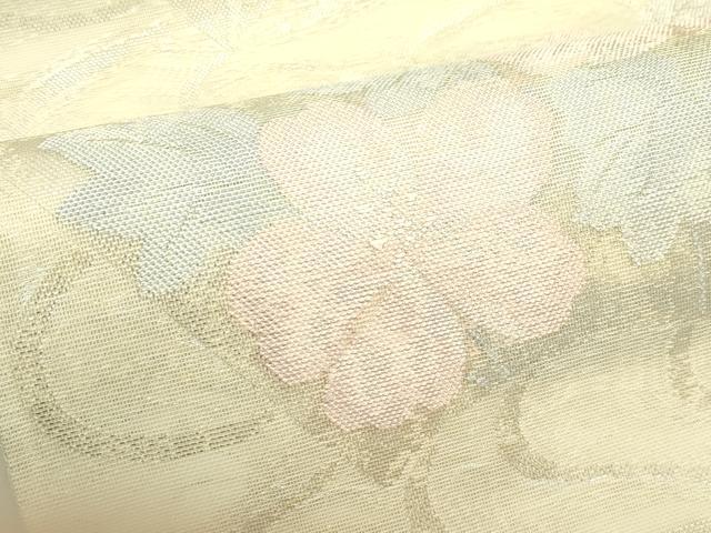 平和屋着物*夏物 六通柄袋帯 地紙草花文 銀糸 正絹 逸品 未使用 CABJ1840rv