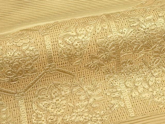 平和屋着物*夏物 太鼓柄袋帯 絽綴れ 総刺繍 絽刺し 区限刺繍 吉祥花文 正絹 逸品 CABJ1843rv